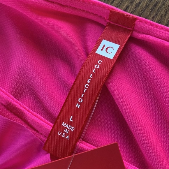 IC Collection NWT hot pink dress with  3D flowers sz L - Picture 7 of 10